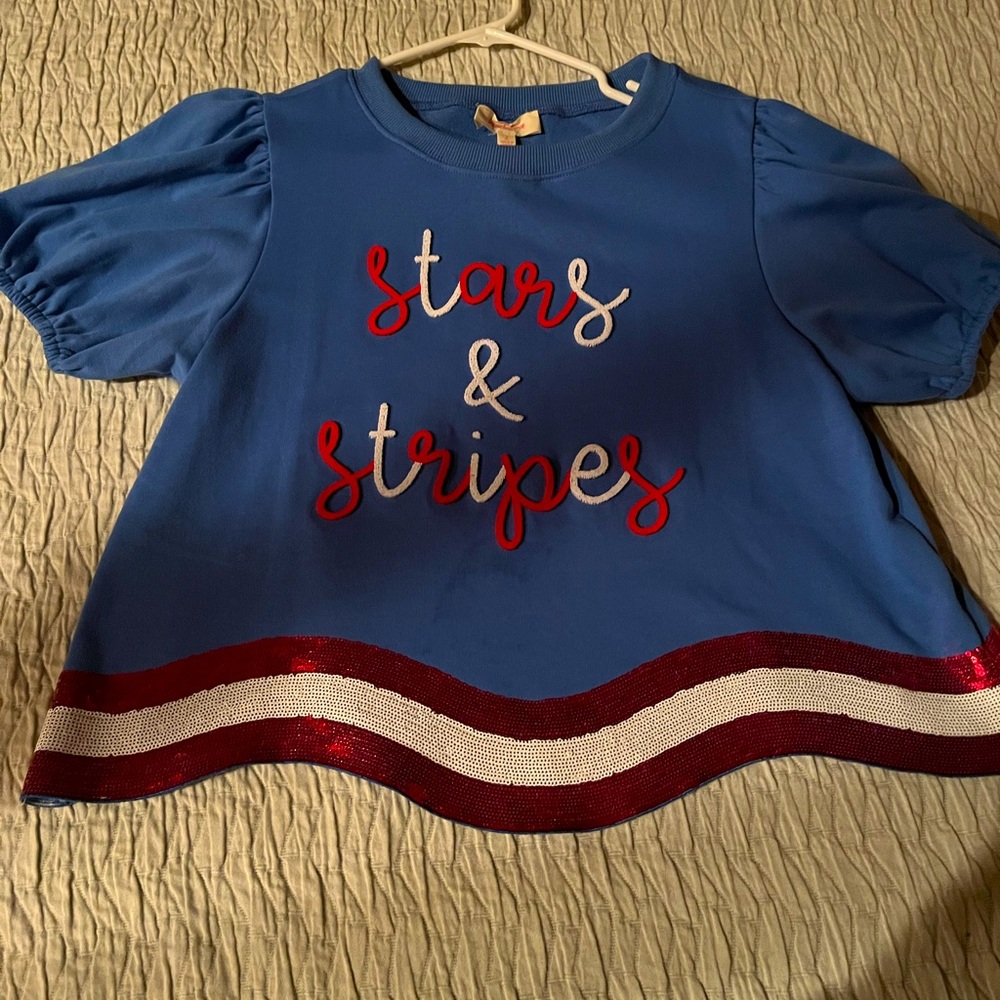 Peach Love CA Stars and Stripes top